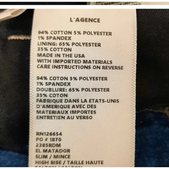 L AGENCE EL MATADOR women jeans size 25 French slim high rise,Cropped fray - Picture 16 of 16